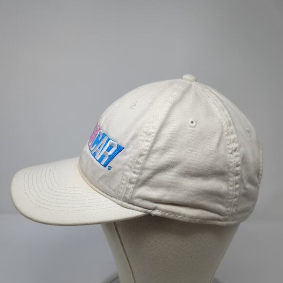 Nascar Strapback Baseball Cap White One Size Adjustable Embroidered 6 Panel - Picture 3 of 9